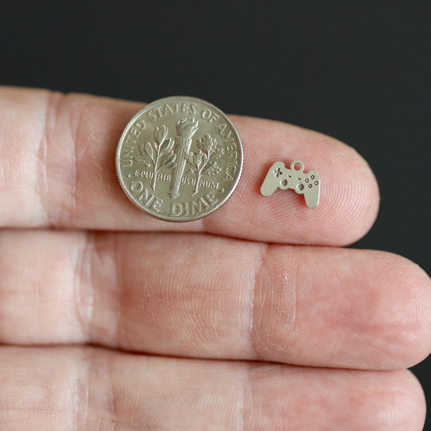 Sterling Silver Video Game Controller Dangle Charm • Gamer Jewelry Supply • Geeky DIY Charm • Fun Necklace or Bracelet Connector