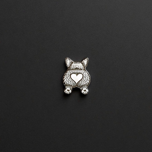 Sterling Silver Corgi Butt Accent Charm • Solderable Embellishment • Dog Jewelry Supply • Pet DIY Jewelry