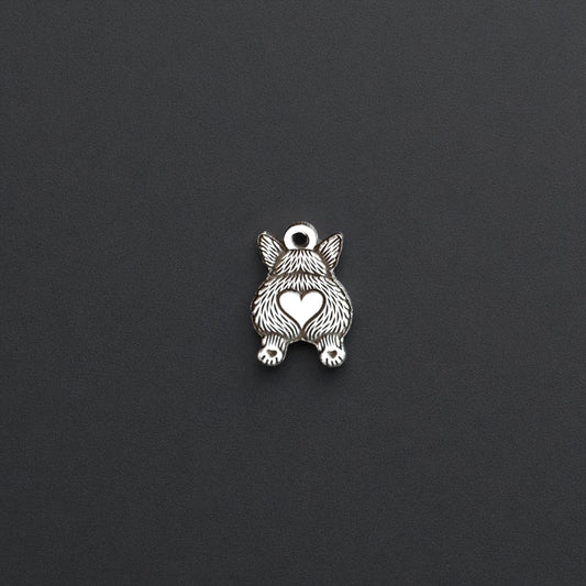 Sterling Silver Corgi Butt Dangle Charm • Dog Jewelry Supply • Pet Lover Charm • Funny DIY Jewelry