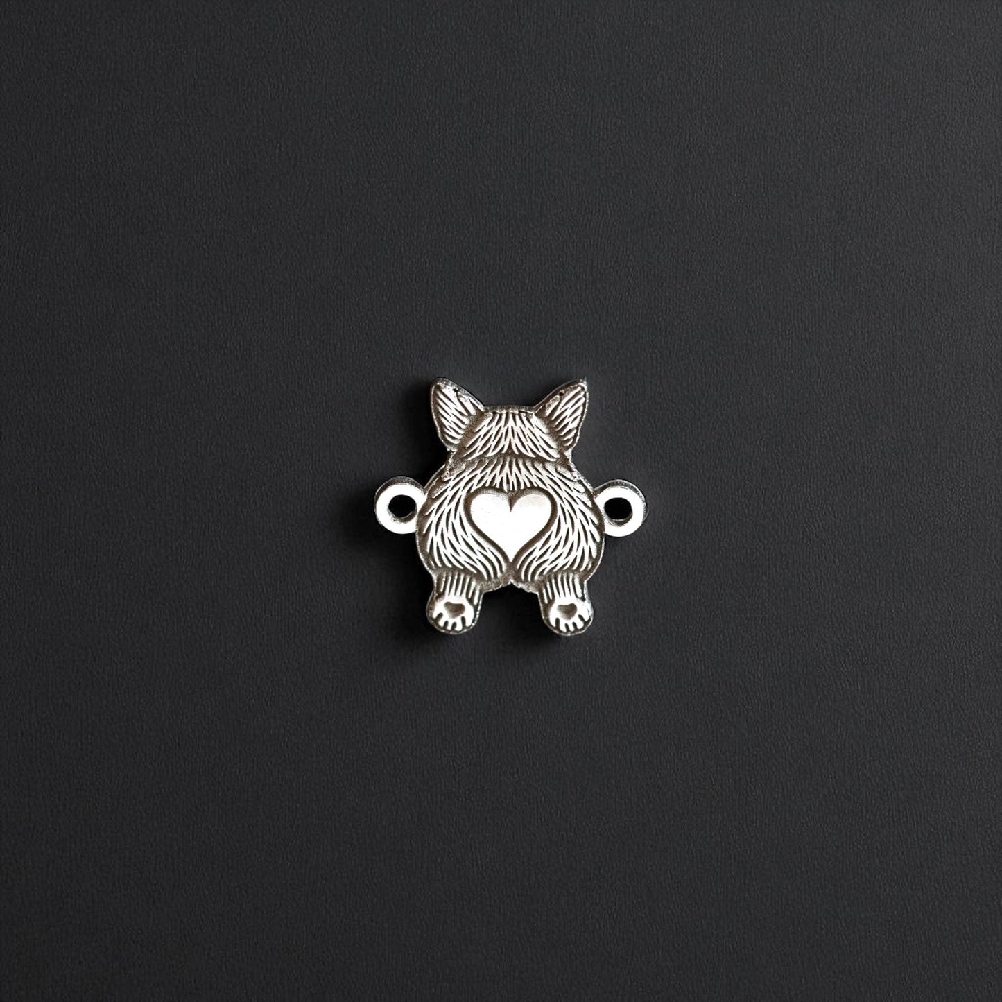Sterling Silver Corgi Butt Connector Charm • Dog Jewelry Supply • Pet Lover Charm • Funny DIY Jewelry