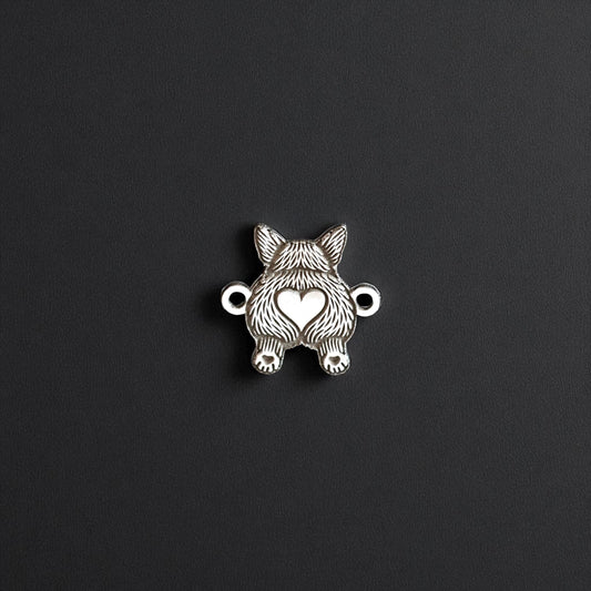 Sterling Silver Corgi Butt Connector Charm • Dog Jewelry Supply • Pet Lover Charm • Funny DIY Jewelry