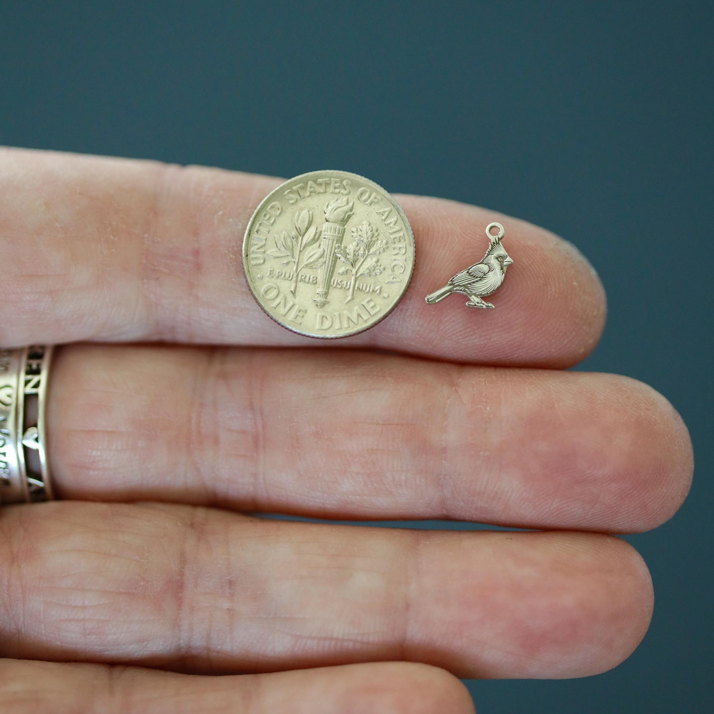 Sterling Silver Cardinal Bird Dangle Charm • Detailed Bird Charm • Nature Jewelry Supply • DIY Necklace or Bracelet