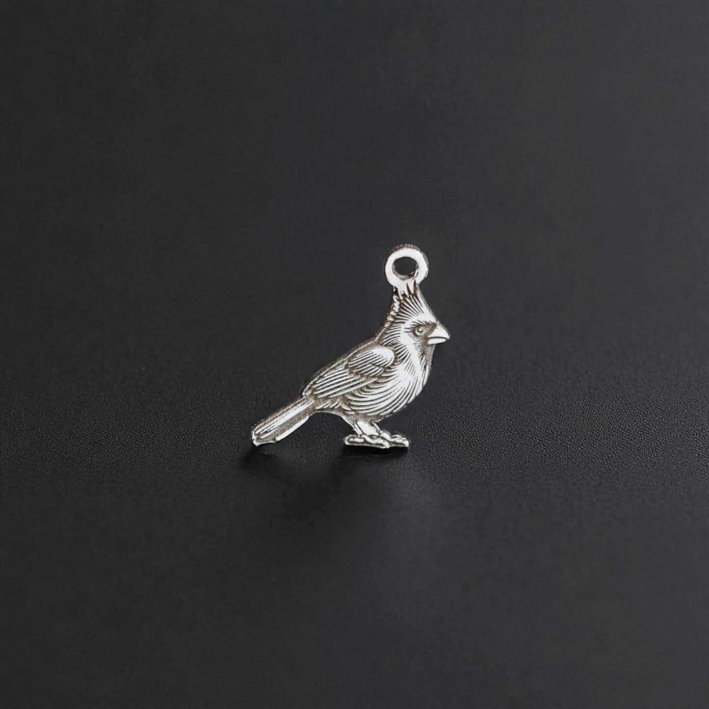 Sterling Silver Cardinal Bird Dangle Charm • Detailed Bird Charm • Nature Jewelry Supply • DIY Necklace or Bracelet