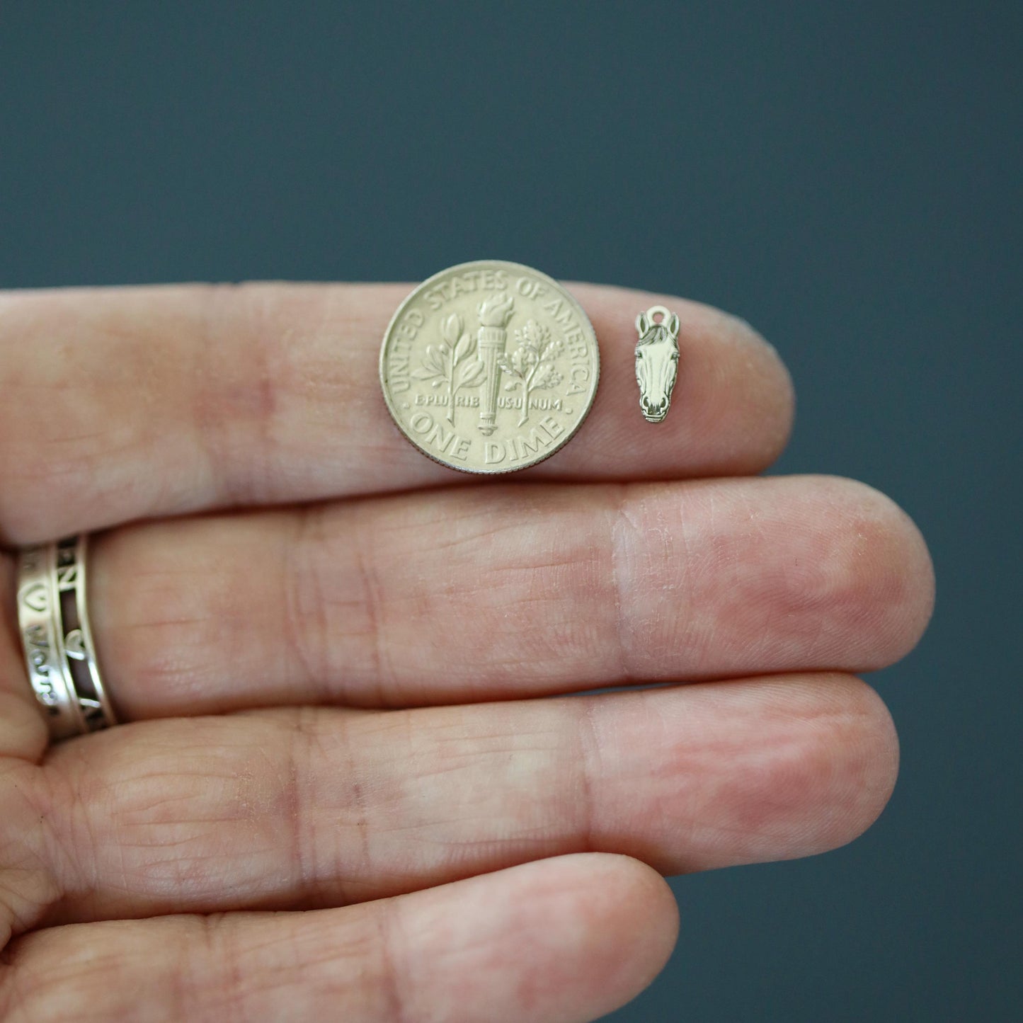 Sterling Silver Horse Face Dangle Charm • Equestrian Jewelry Supply • Farm Animal Charm • DIY Necklace or Bracelet