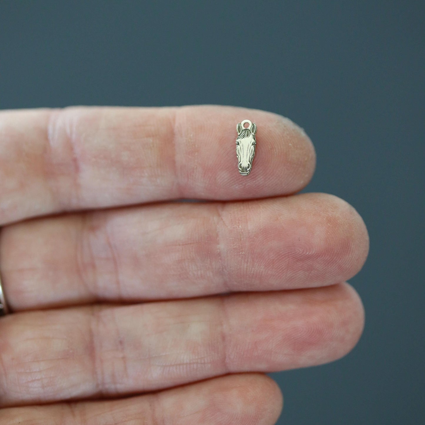 Sterling Silver Horse Face Dangle Charm • Equestrian Jewelry Supply • Farm Animal Charm • DIY Necklace or Bracelet