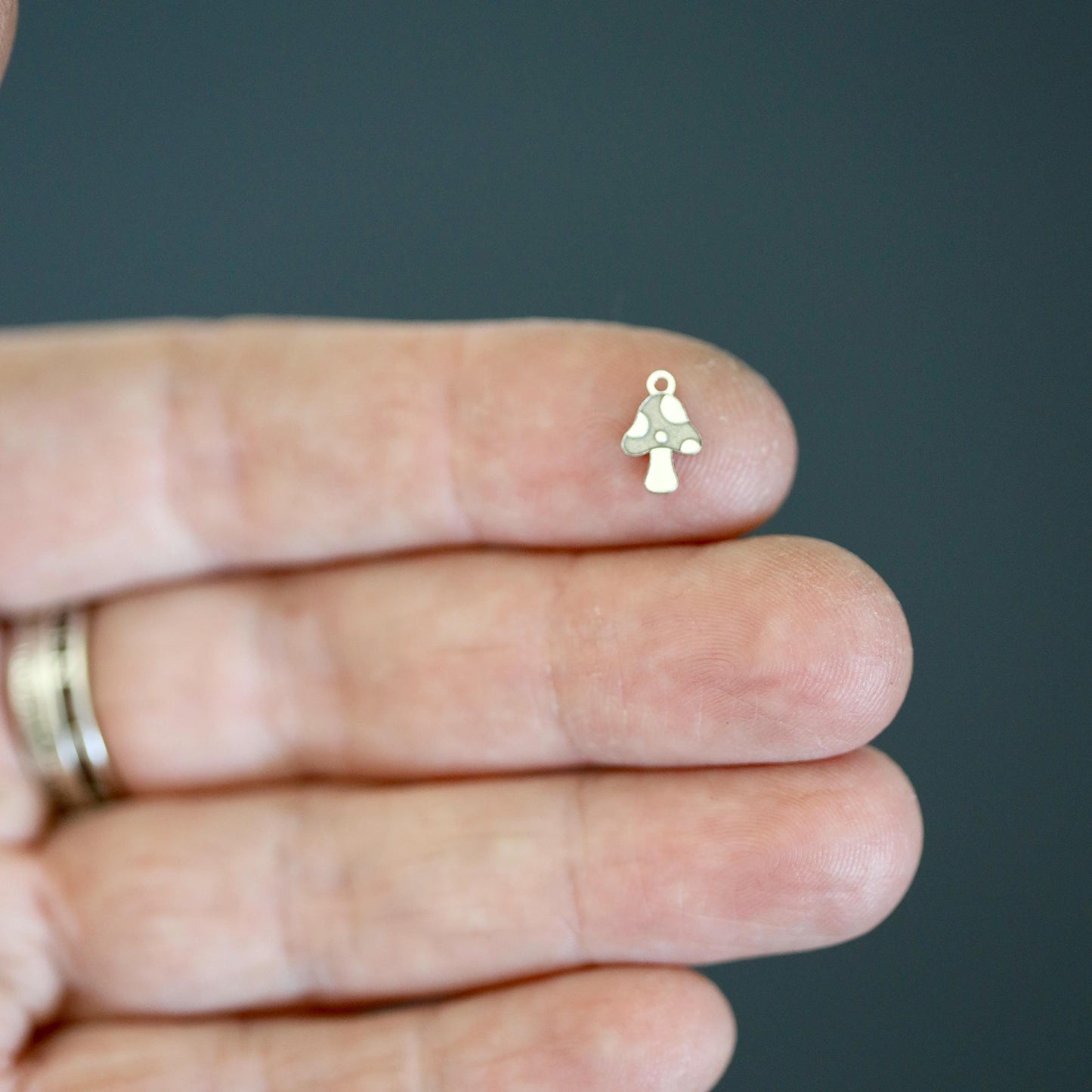 Sterling Silver Mushroom Cartoon Dangle Charm • Whimsical Jewelry Supply • Cute Nature Charm • DIY Necklace or Bracelet