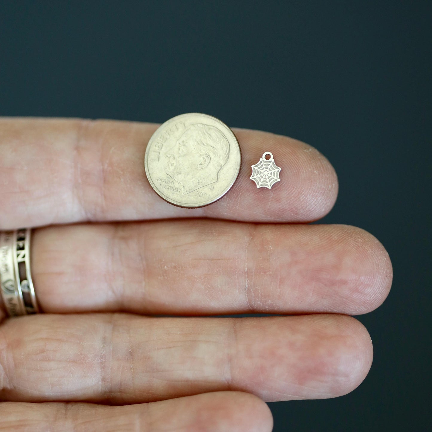Sterling Silver Spiderweb Dangle Charm • Halloween Jewelry Supply • Spooky Web Charm • DIY Necklace or Bracelet
