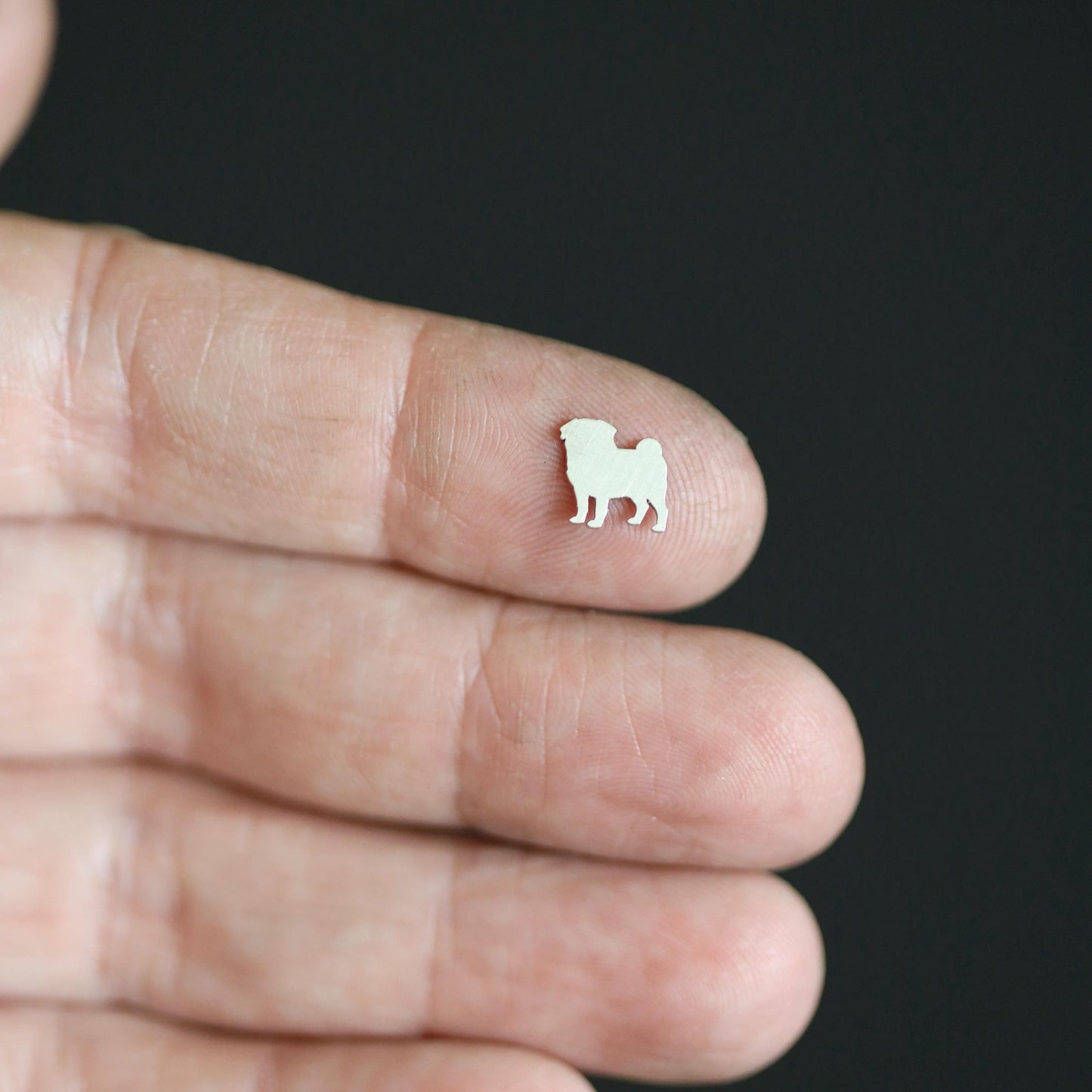 Sterling Silver Pug Dog Silhouette Accent Charm • Solderable Embellishment • Pet Jewelry Supply • DIY Dog Lover Gift