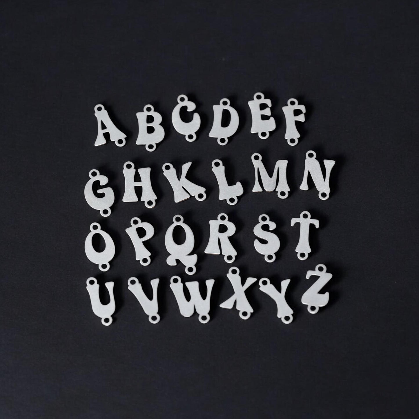 Sterling Silver Alphabet Letter Connector Charms  Retro Font Initial Links  Personalized Jewelry Supplies  Sterling Silver Findings