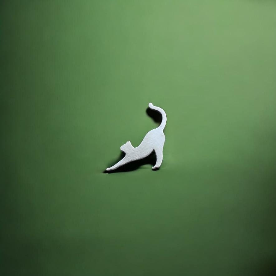 Stretching Cat Accent Charm Sterling Silver Solderable Jewelry Embellishment Pet Accent Component