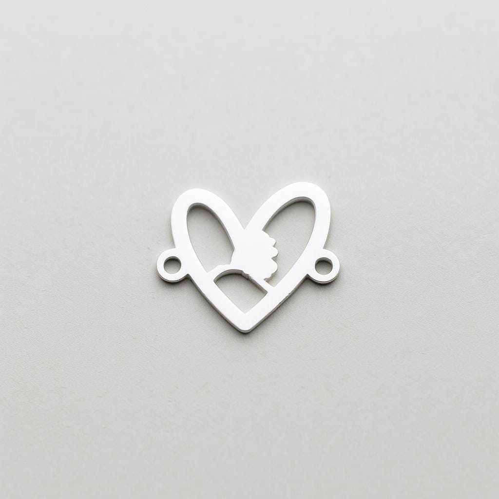 Alaska Heart Cutout Connector Charm  State Love Jewelry Supplies  Alaska Pendant Link  Sterling Silver Findings
