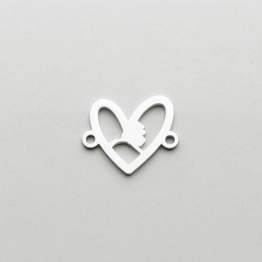 Alaska Heart Cutout Connector Charm  State Love Jewelry Supplies  Alaska Pendant Link  Sterling Silver Findings