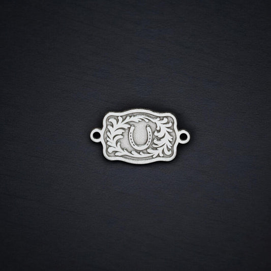 Sterling Silver Horseshoe Belt Buckle Connector Charm • Western Jewelry Supplies • Lucky Pendant Link • Sterling Silver Findings