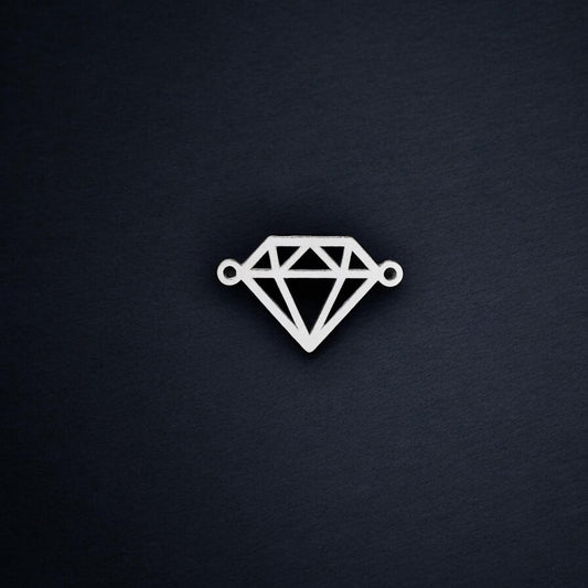Sterling Silver Diamond Cutout Connector Charm • Geometric Pendant Link • Modern Jewelry Supplies • Sterling Silver Findings