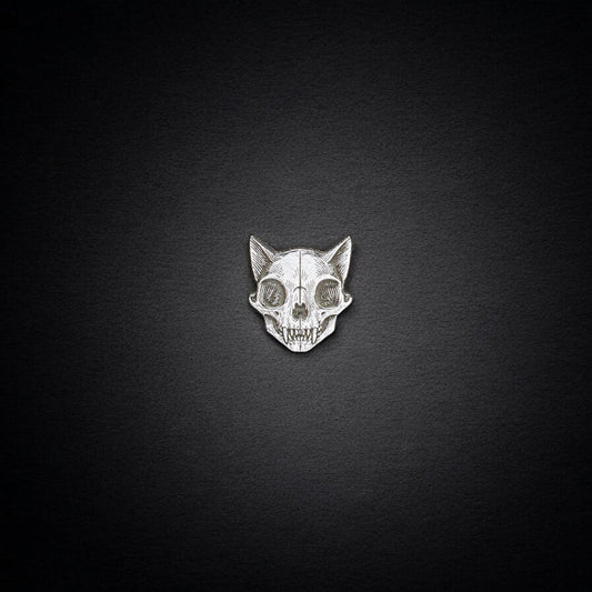 Sterling Silver Cat Skull Accent Charm • Halloween Solderable Jewelry Embellishment • Gothic Pet Accent • Sterling Silver Findings