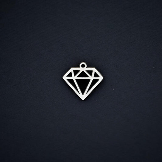 Sterling Silver Diamond Cutout Dangle Charm • Geometric Pendant Jewelry Supplies • Modern Accent • Sterling Silver Findings
