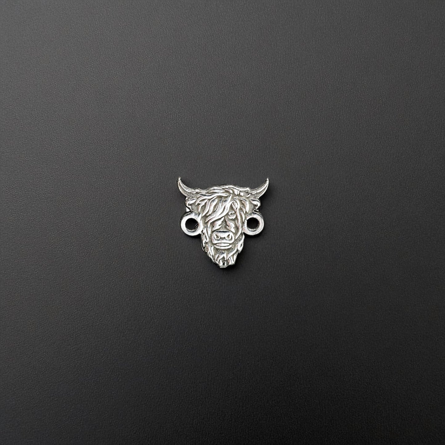 Sterling Silver Highland Cow Connector Charm • Rustic Farm Animal Jewelry Link • Boho Western Connector for Bracelets and Necklaces