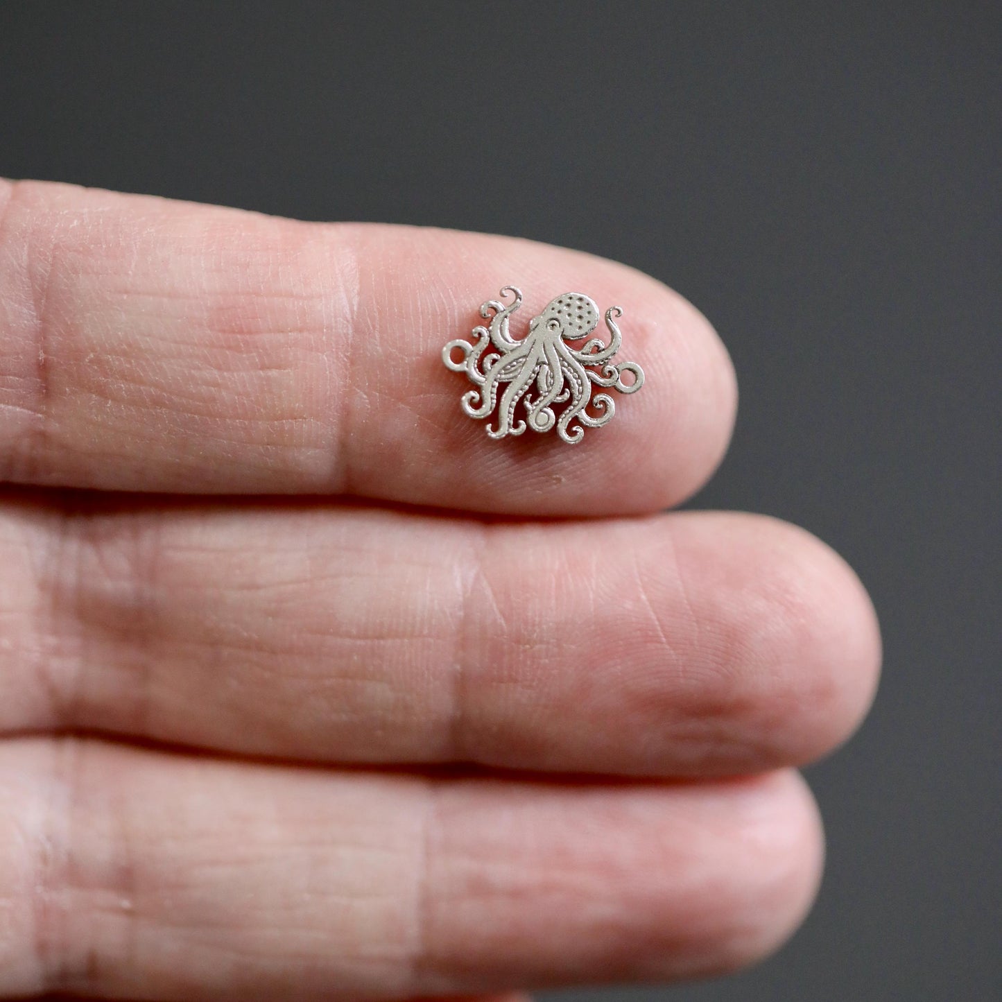 Sterling Silver Octopus Connector Charm • Nautical Sea Life Jewelry Link • Ocean Beach Connector for Bracelets and Necklaces