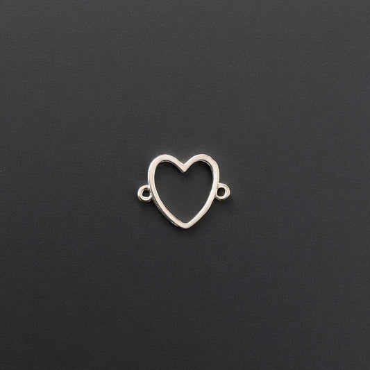 Sterling Silver Heart Cutout Connector Charm • Minimalist Jewelry Link • Love Connector for Bracelets, Necklaces, and Earrings