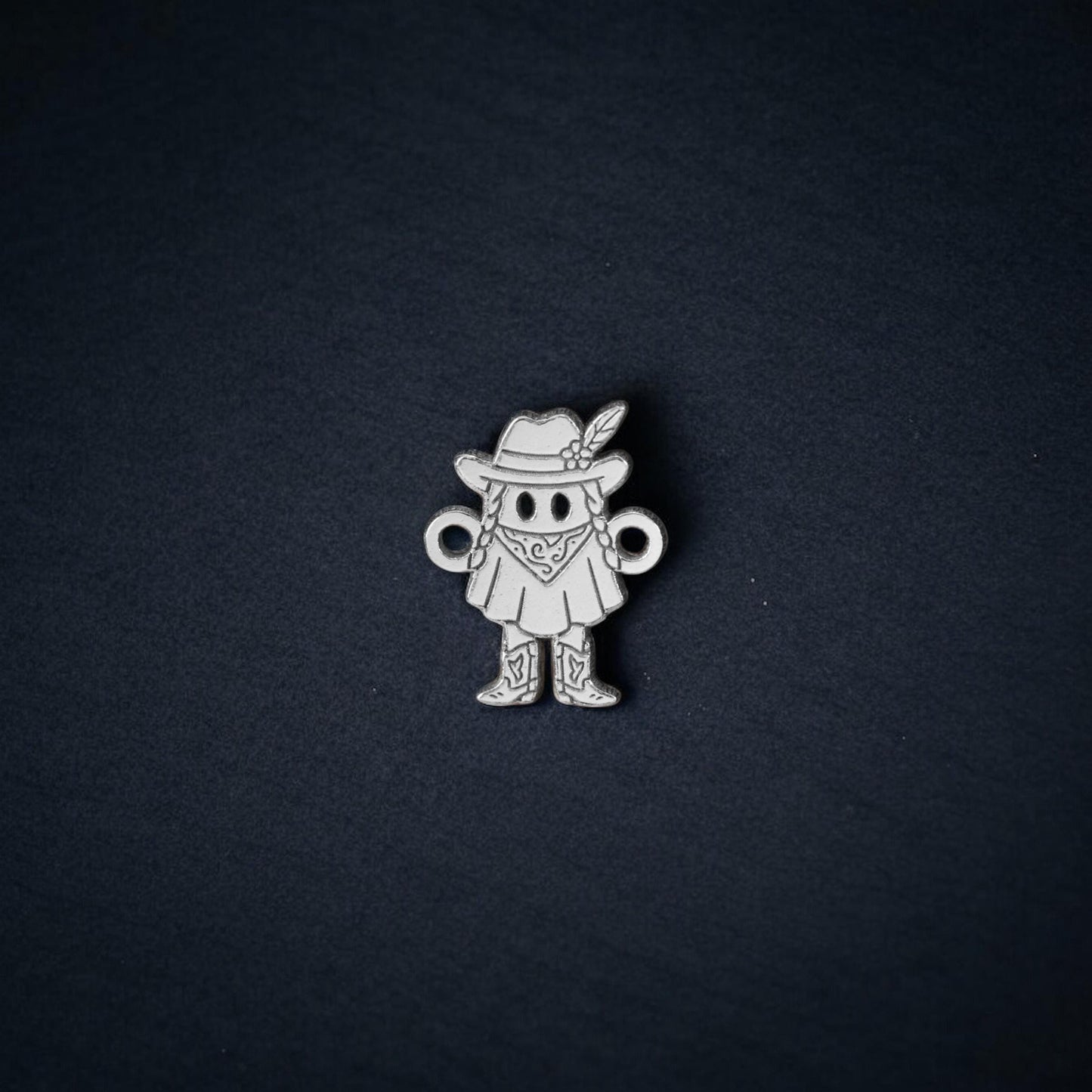 Sterling Silver Cowgirl Ghost Connector • Western Halloween Charm • 7.9x9.9mm • Laser Ready • Spooky DIY Jewelry Supply