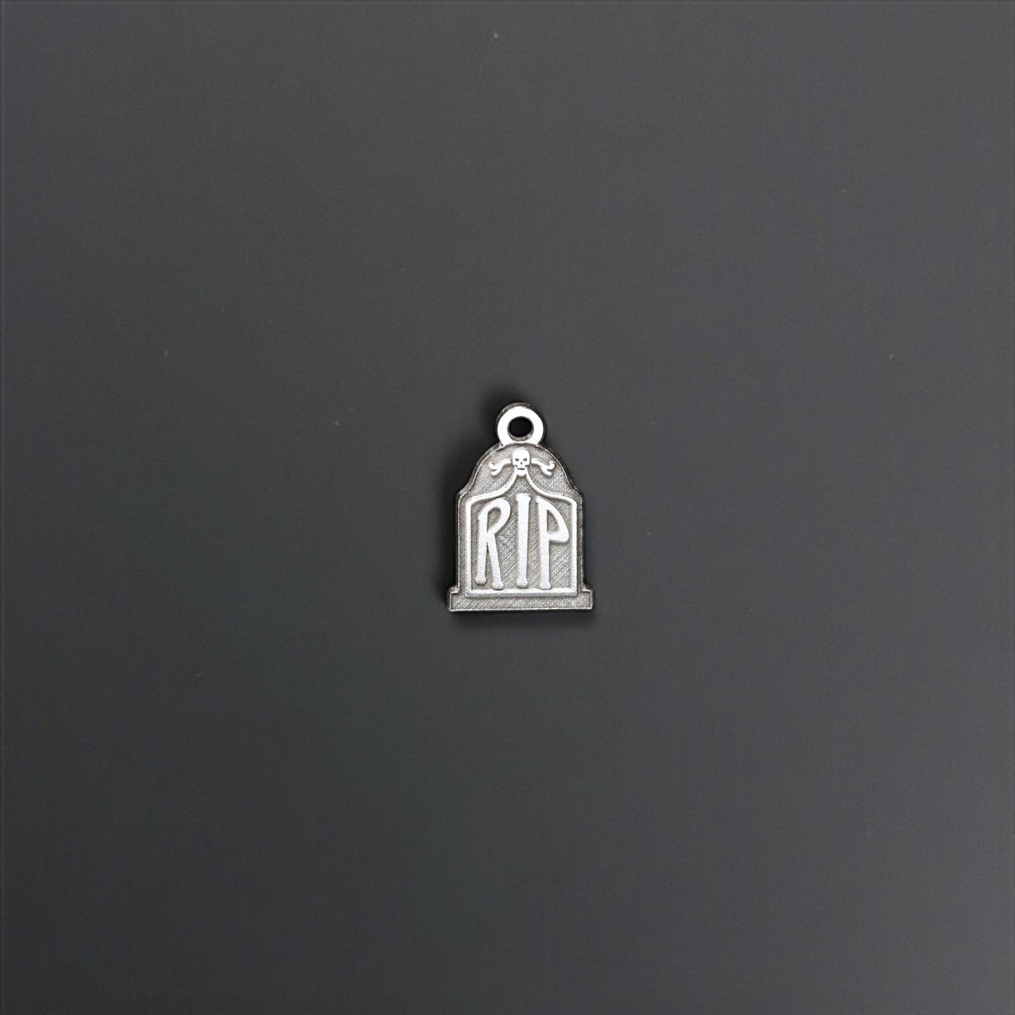 Sterling Silver RIP Tombstone Dangle Charm • Halloween Jewelry • Spooky Grave Headstone Pendant • Gothic Horror Jewelry Making Component