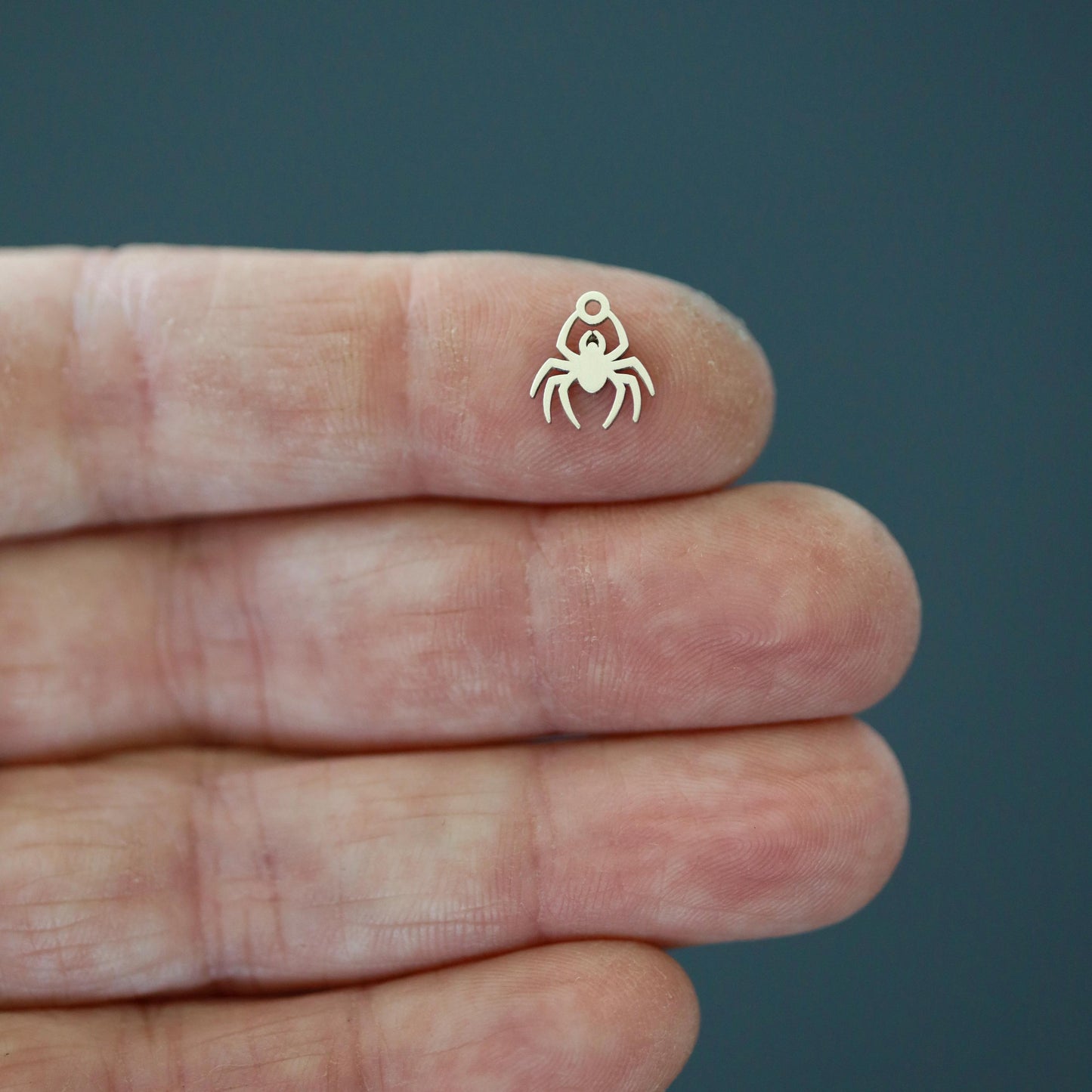 Sterling Silver Spider Silhouette Dangle Charm • Halloween Jewelry Supply • Spider Charm Pendant • Creepy Accent • Jewelry Making Component