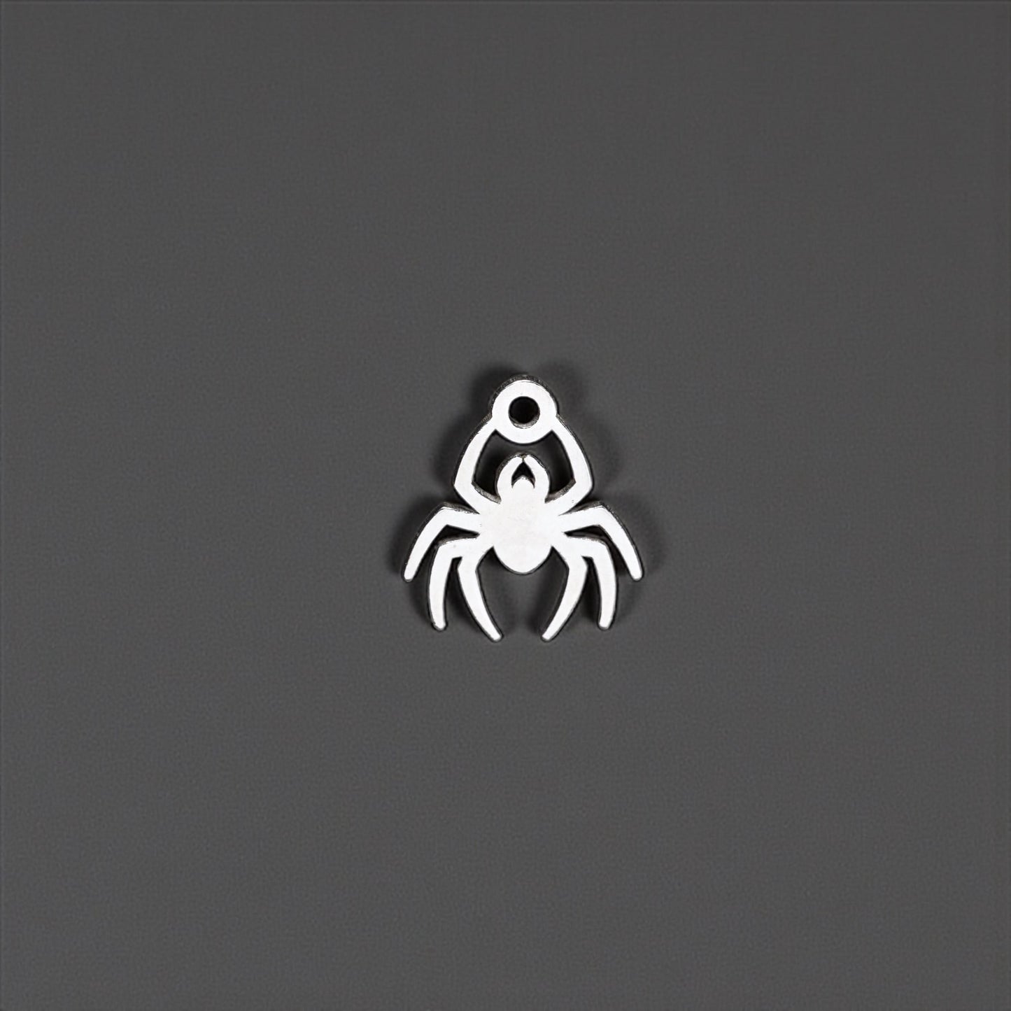 Sterling Silver Spider Silhouette Dangle Charm • Halloween Jewelry Supply • Spider Charm Pendant • Creepy Accent • Jewelry Making Component