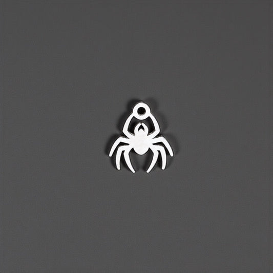 Sterling Silver Spider Silhouette Dangle Charm • Halloween Jewelry Supply • Spider Charm Pendant • Creepy Accent • Jewelry Making Component