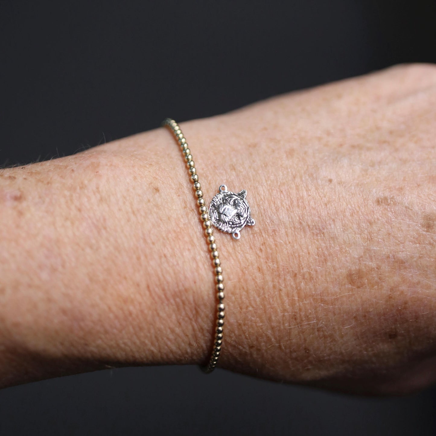 Sterling Silver 3D Tiger Connector Charm • Bold Wildlife Jewelry Link • Jungle Animal Charm • Sterling Big Cat Connector