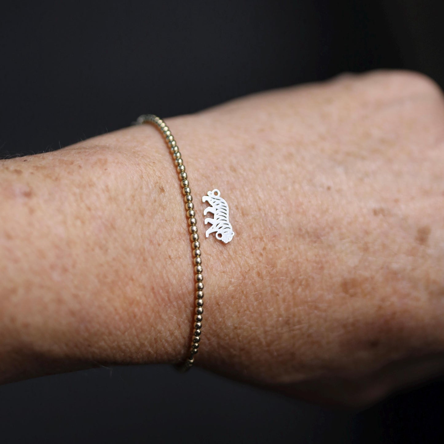 Sterling Silver Tiger Connector Charm • Wildlife Jewelry Component • Jungle Charm for DIY Bracelets • Jewelry Supplies