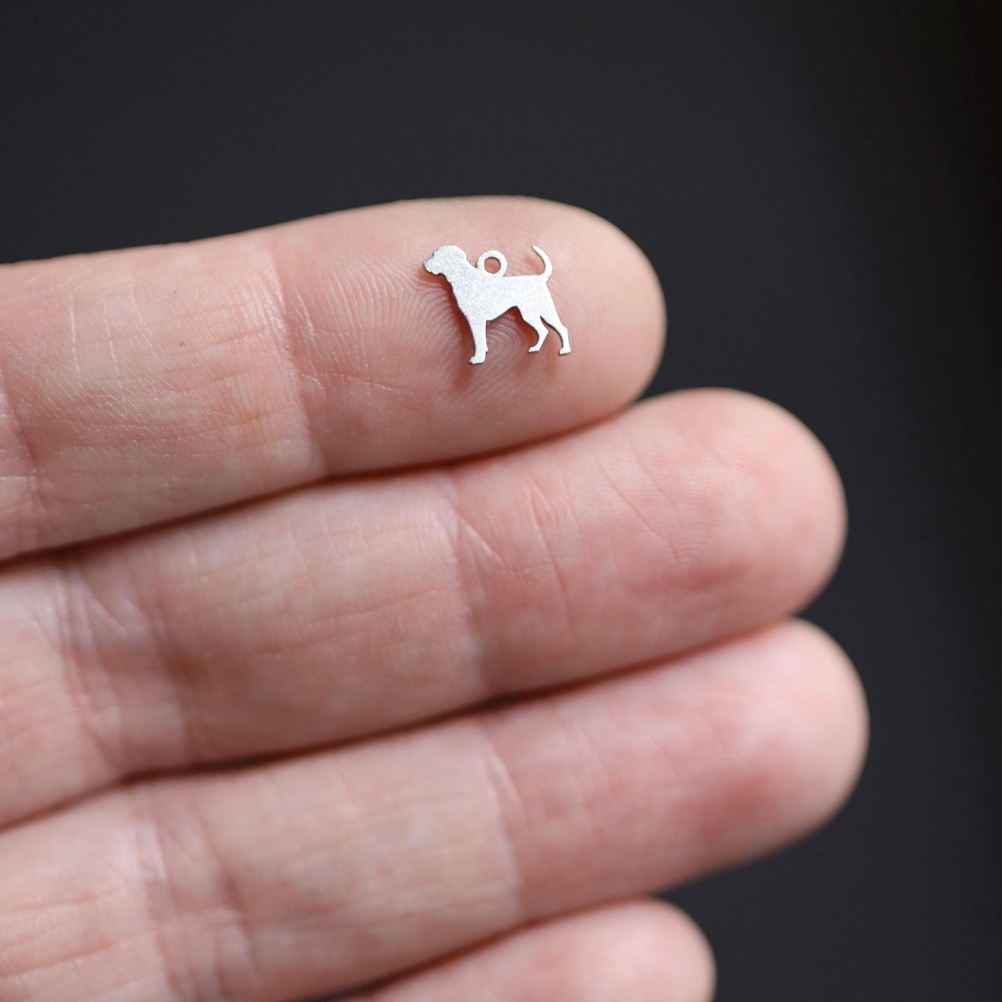 Sterling Silver Lab Dog Silhouette Dangle Charm • Pet Jewelry Findings • Small Dog Pendant • Animal Bracelet Charm