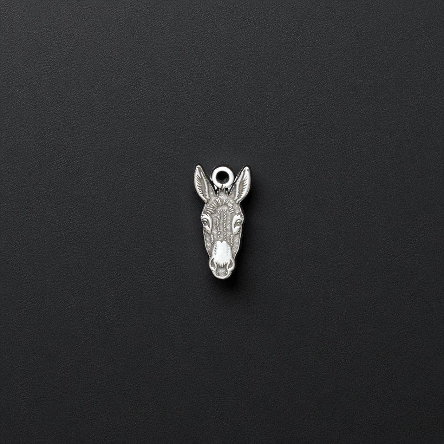 Sterling Silver Donkey Face Dangle Charm • Farm Animal Jewelry Findings • Small Donkey Pendant • Rustic Bracelet Charm