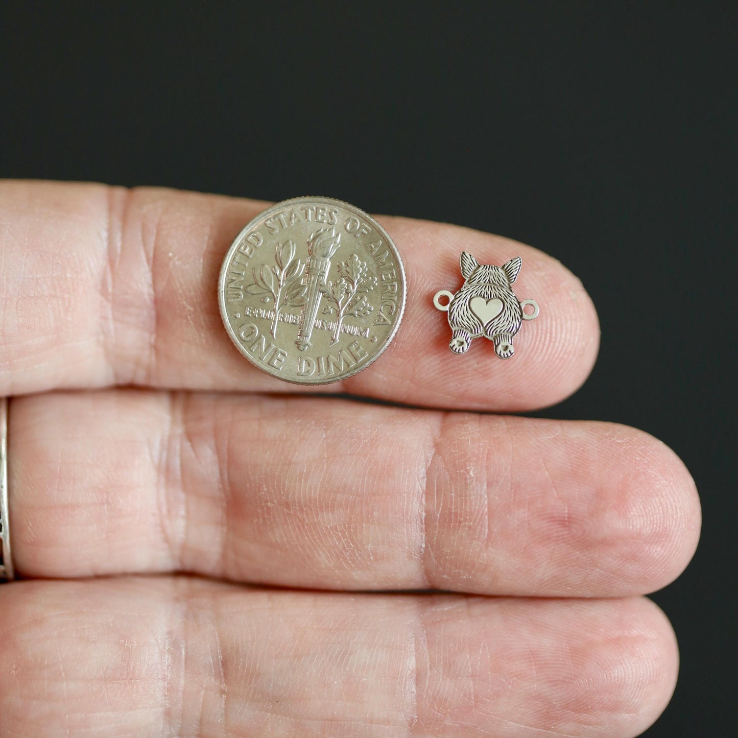 Sterling Silver Corgi Butt Connector Charm • Dog Jewelry Supply • Pet Lover Charm • Funny DIY Jewelry