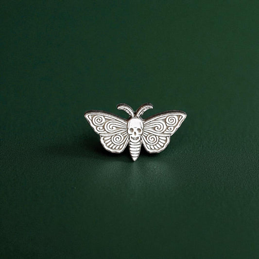 Sterling Silver Moth Skull Accent Charm • Solderable Embellishment • Gothic Jewelry Supply • Spooky DIY Jewelry