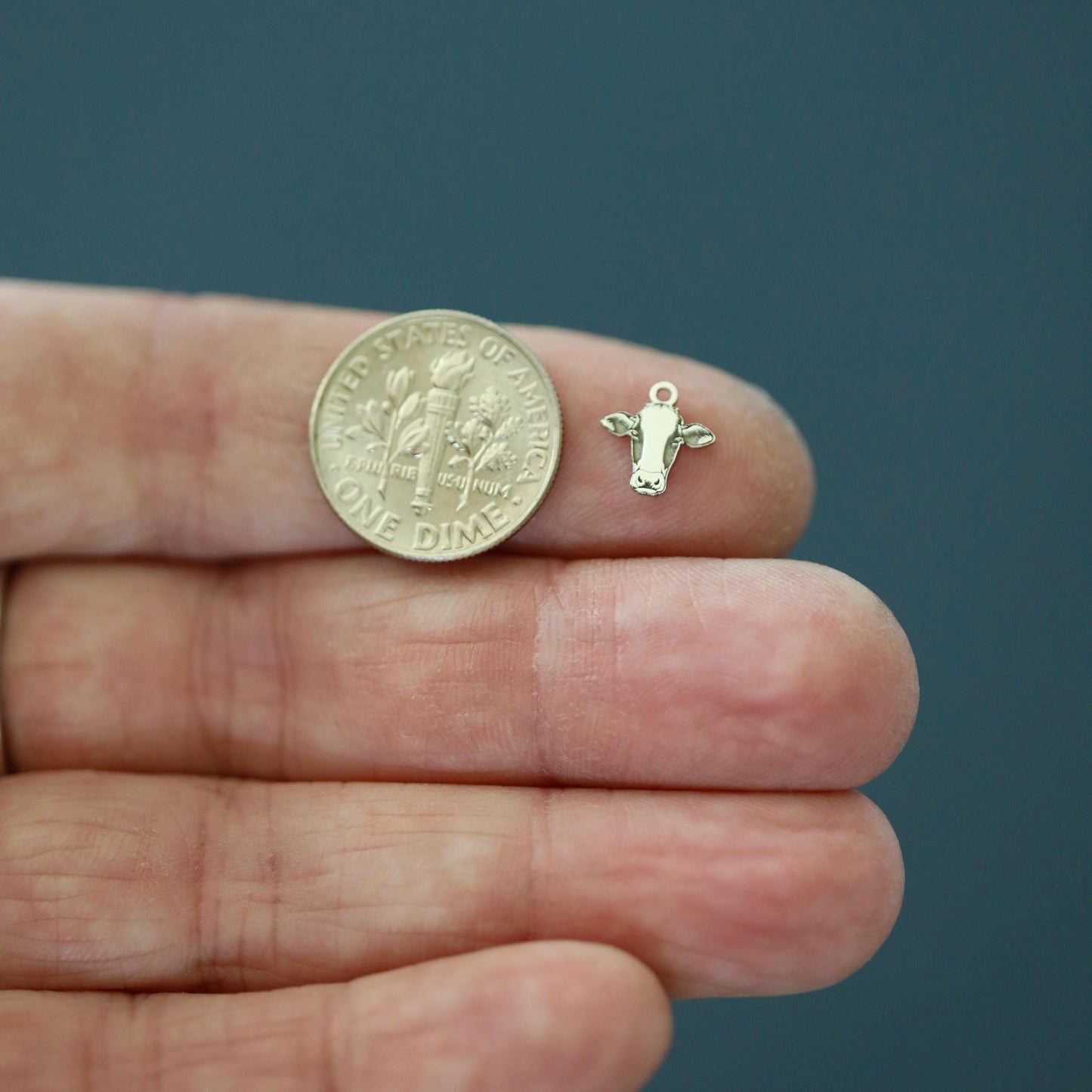 Sterling Silver Cow Face Dangle Charm • Farm Animal Jewelry Supply • Country Western Charm • DIY Necklace or Bracelet