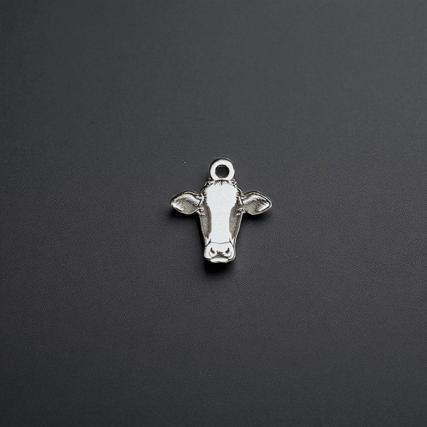 Sterling Silver Cow Face Dangle Charm • Farm Animal Jewelry Supply • Country Western Charm • DIY Necklace or Bracelet