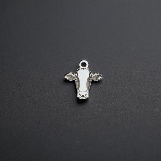 Sterling Silver Cow Face Dangle Charm • Farm Animal Jewelry Supply • Country Western Charm • DIY Necklace or Bracelet