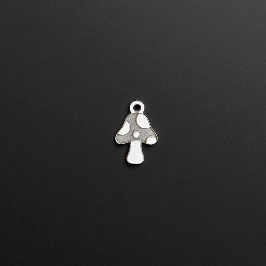 Sterling Silver Mushroom Cartoon Dangle Charm • Whimsical Jewelry Supply • Cute Nature Charm • DIY Necklace or Bracelet