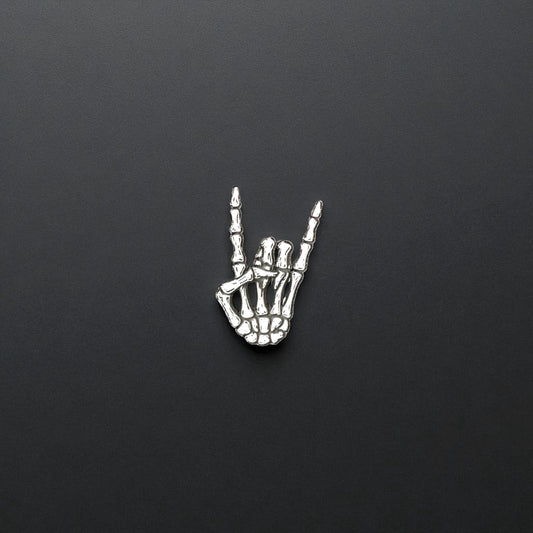 Sterling Silver Rock On Skeleton Hand Accent Charm • Solderable Embellishment • Halloween DIY Jewelry • Gothic Jewelry Supply