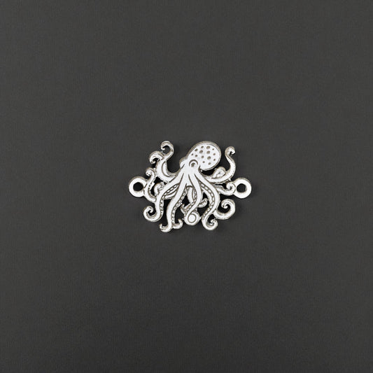 Sterling Silver Octopus Connector Charm • Nautical Sea Life Jewelry Link • Ocean Beach Connector for Bracelets and Necklaces
