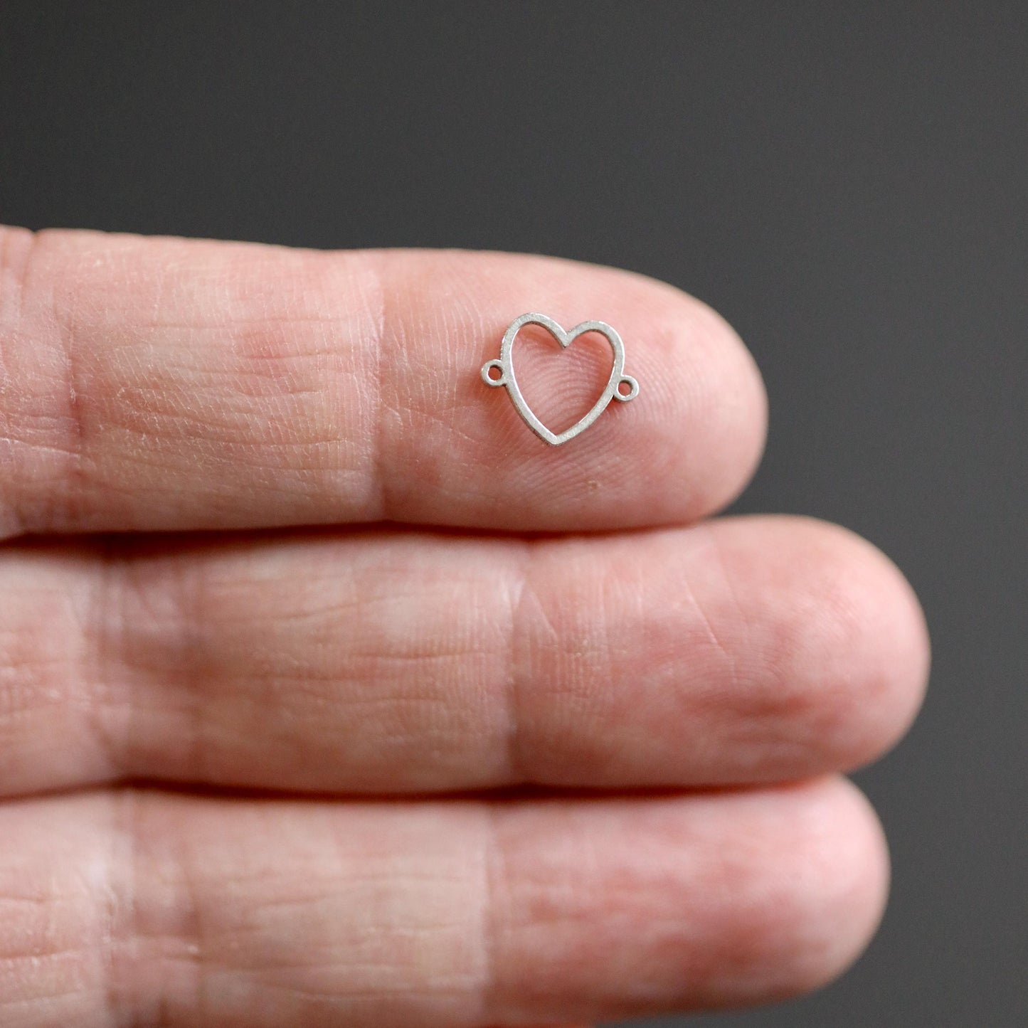 Sterling Silver Heart Cutout Connector Charm • Minimalist Jewelry Link • Love Connector for Bracelets, Necklaces, and Earrings