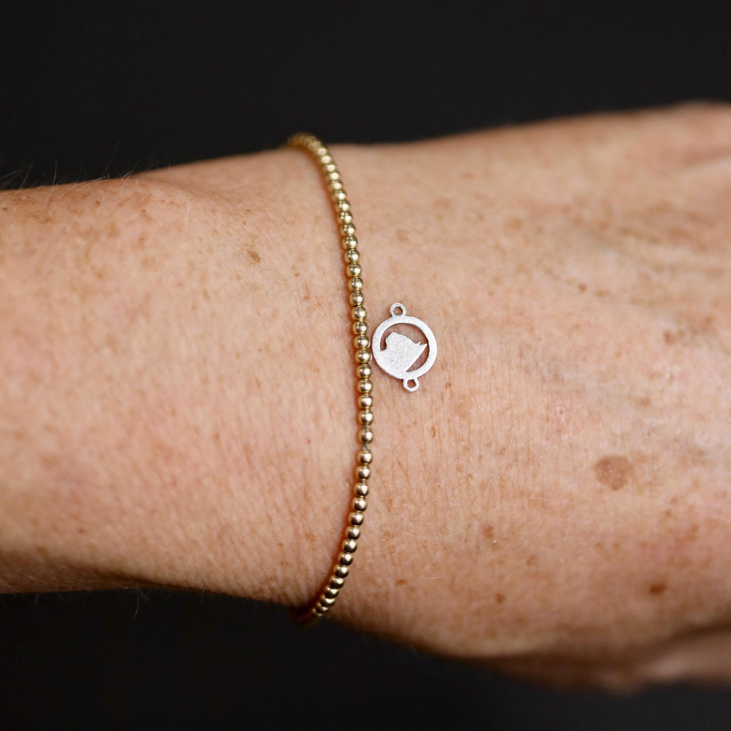 Sterling Silver Cat Head Silhouette Connector Charm  Minimalist Feline Jewelry Connector for Custom Designs