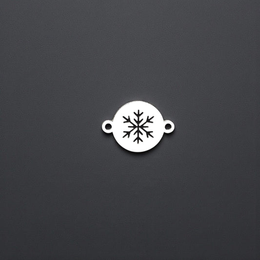 Sterling Silver Circle Snowflake Connector Charm  Winter Jewelry Link for Handmade Holiday Designs