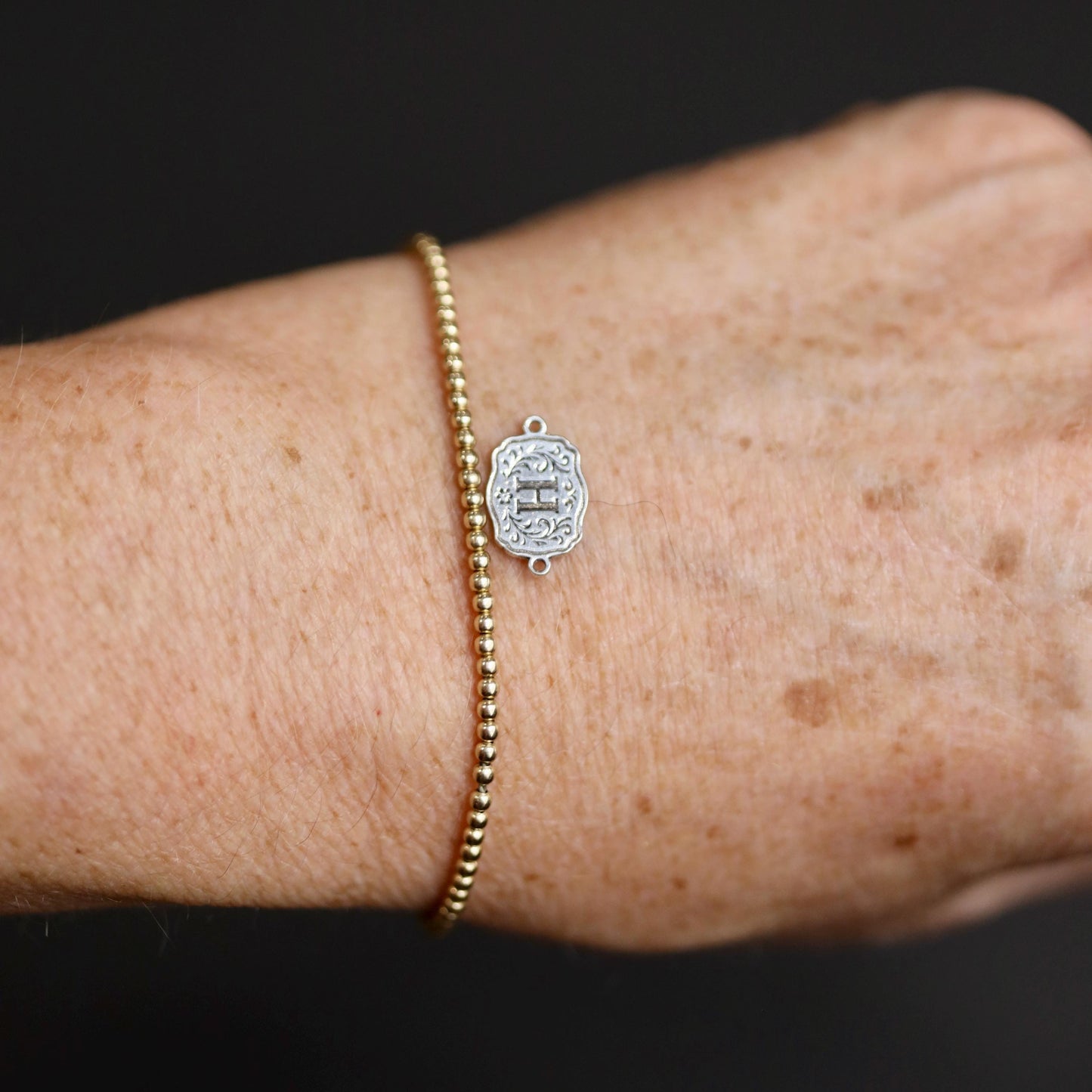 Sterling Silver Personalized Floral Belt Buckle Connector Charm  Western Name Jewelry Link for Custom Designs