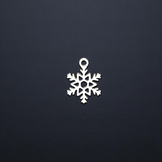 Sterling Silver Petite Snowflake #3 Dangle Charm  Tiny Winter Jewelry Accent for Handmade Holiday Designs
