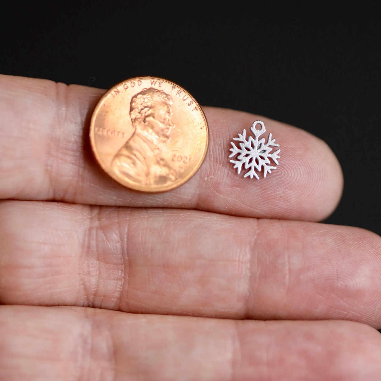 Sterling Silver Petite Snowflake #2 Dangle Charm  Delicate Winter Jewelry Accent for Handmade Creations