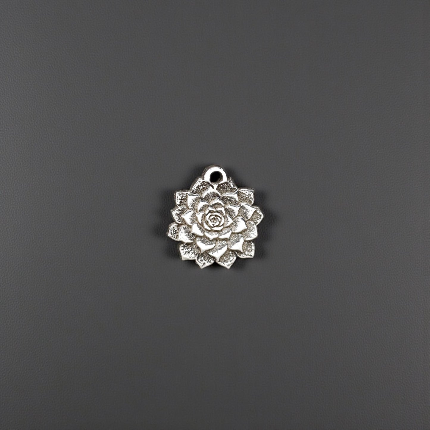 Sterling Silver 3D Succulent Dangle Charm • Botanical Jewelry Findings • Small Plant Pendant • Nature Bracelet Charm