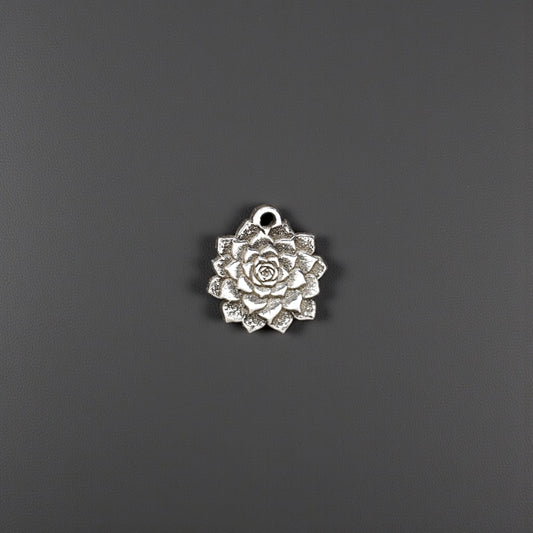Sterling Silver 3D Succulent Dangle Charm • Botanical Jewelry Findings • Small Plant Pendant • Nature Bracelet Charm
