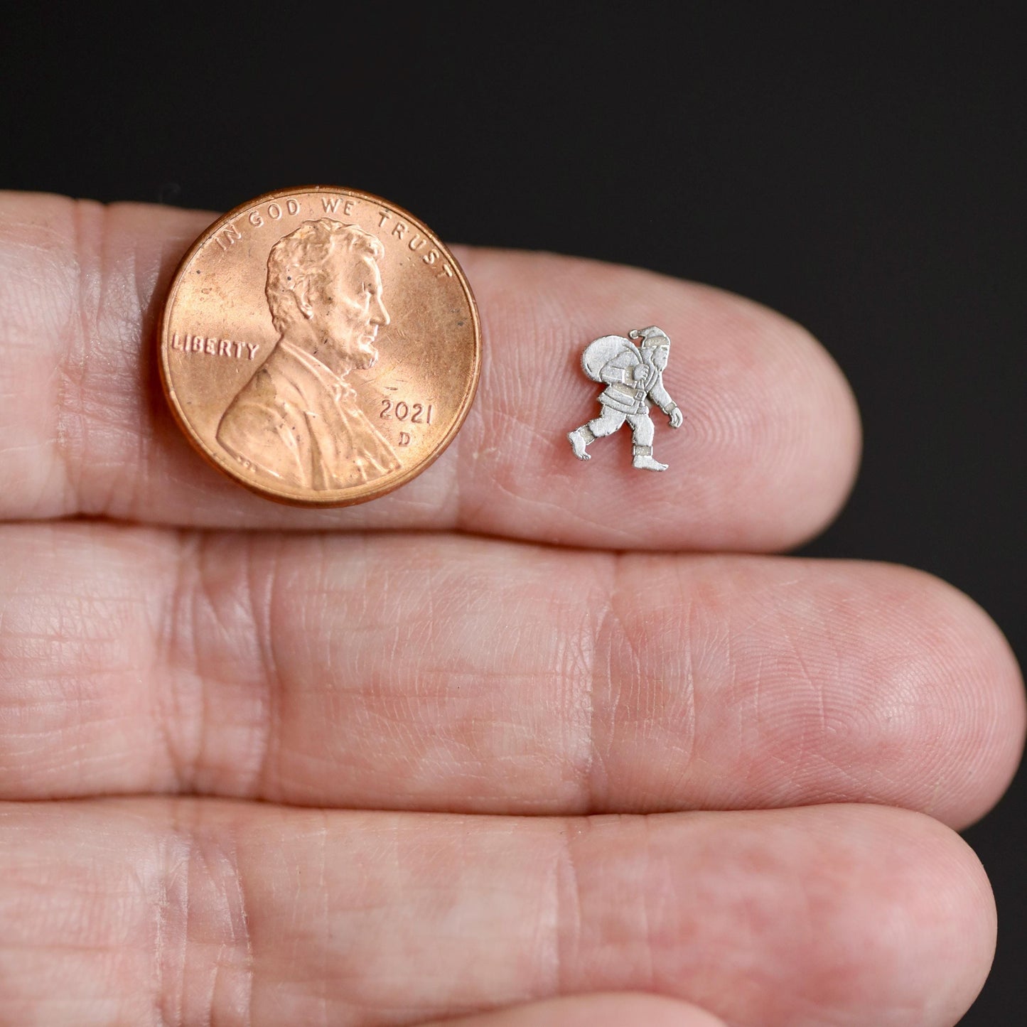 Sterling Silver Santa Sasquatch Accent Charm  Solderable Embellishment for Festive Handmade Jewelry