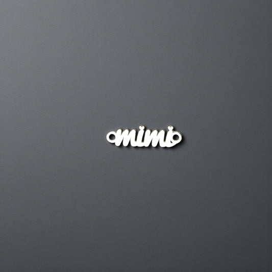 Sterling Silver Mimi Script Connector Charm  Elegant Name Jewelry Link